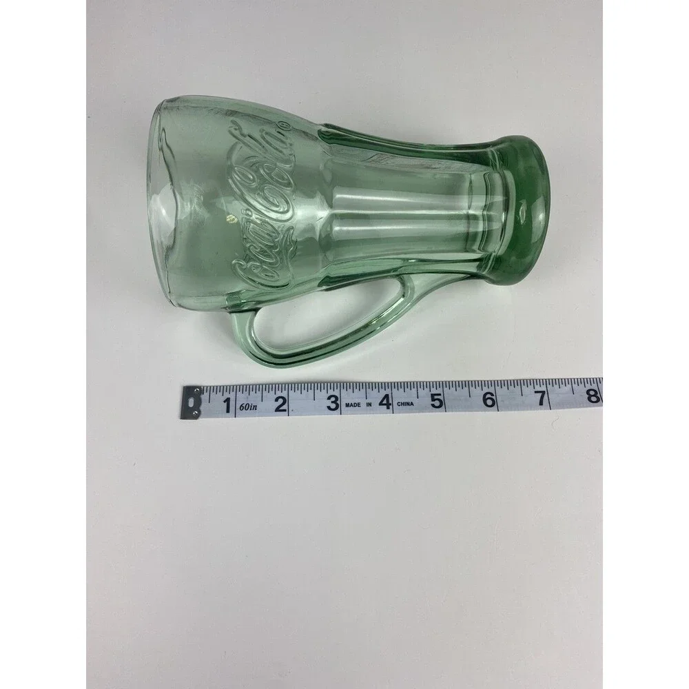 Coca-Cola Coke Glass w/ Handle Green Mug Libby Heavy Glass Vintage